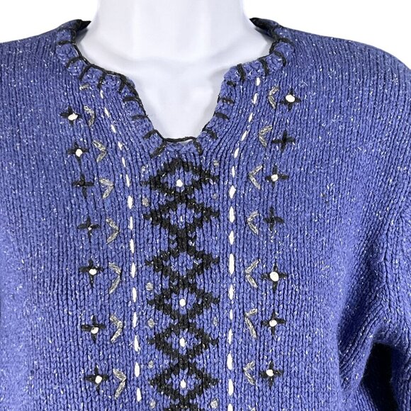 Nomadic Traders Womens S Silk Angora Blend Sweater Embroidered Quiet Luxury - Picture 4 of 16